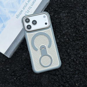 For Magsafe Invisible Bracket Heat Dissipation Phone Case For iPhone 17 16 15 14 13 12 Pro Max Plus Cooling Matte Magnetic Cover