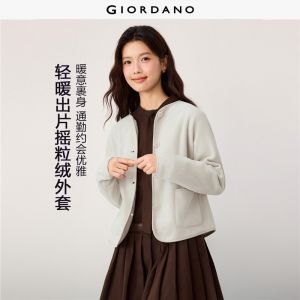 Giordano Women Polar fleece round neck button closure jacket Free Shipping 05376878
