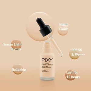 Pixy 4 Beauty Benefits Stay Last Serum Foundation 17ml | Foundation Pixy/Alas Bedak/Full Cover