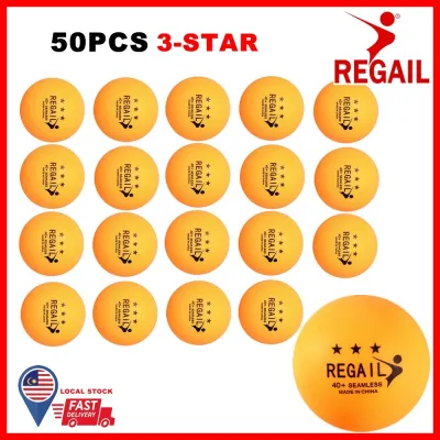 (READY STOCK) 50PCS Regail 3-star PingPong Ball For Competition / School Sports / Practice Training - Table Tennis Ping Pong Balls Orange / White - 40mm Seamless Durable Good Bouncing Indoor Outdoor Sport Game Trainer