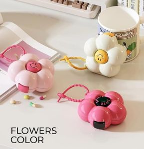 3pcs Travel Medication Box / Mini Flower Design Pill Organizer / Multi-grid Separated Storage Case / Portable Sundries Holder with Lanyard