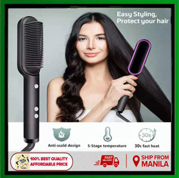 Beauty 2 in 1hair straightener comb hair brush hair curler professional electric curling iron hair style flat iron Fast Lazada PH