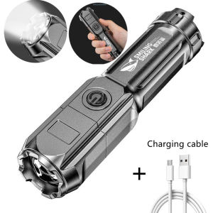 Đèn Pin Siêu Sáng Đèn Pin Led Tập Trung Ánh Sáng Mạnh ABS Đèn Pin Đa Năng Ngoài Trời Lực Lượng Xenon Phóng To Có Thể Sạc Lại A15