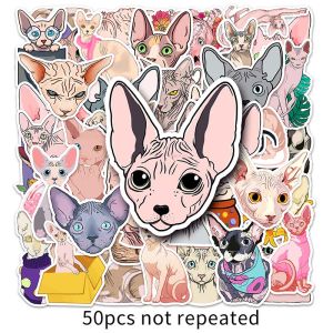 50PCS Cute Sphynx Cat haiwan pelekat kanak-kanak mainan DIY Scrapbook Laptop Stationary Guitar Suitcase Car Graffiti Sticker hadiah