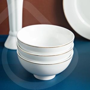 Set 6 Chén Cơm Viền Vàng Đường kính 112 cm Sứ Long Phương Cao Cấp