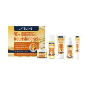 Bộ chăm sóc da Jaysuing Vitamin B5 - Bộ chăm sóc da mặt dưỡng ẩm & dưỡng ẩm với nước hoa hồng sữa rửa mặt kem huyết thanh & kem dưỡng mắt giúp hỗ trợ hàng rào da thói quen chăm sóc da hàng ngày nhẹ nhàng