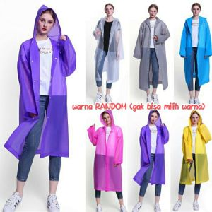 Jas Hujan Eva Polos  Terusan Mantel Poncho Ponco Dewasa transparant transparan Korea style