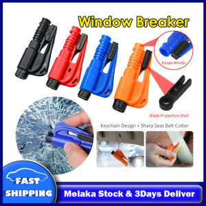 2 in 1 Metal Car Window Glass Breaker Key Chain Emergency Seat Belt Cutter Car Safety Hammer Mini Rescue Tool Safety Auto Window Breaker