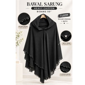 [ Berdagu ] Bidang 50  & 45Tudung Sarung Bawal Instant Chiffon Awning Scuba Instant/Tudung Chiffon Sulam Benang Emas