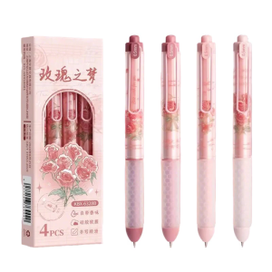4Pcs Retractable Gel Pen Quick Drying 0.5MM Office Writing Tool for Adult Student Writing Journaling Office Supplies