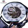 Forsining Men Watches Top Brand Luxury Mechanical Skeleton Watch Black Golden 3D Literal Design Roman Number Black Dial Clock. 