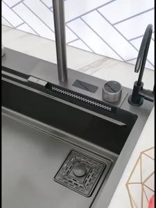 [Cozy ]Kitchen Sink Stainless Steel Sink Waterfall Sink High-Capacity  Ladder Style Kitchen Basin