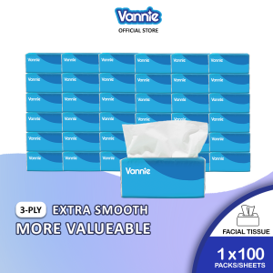 (Ready Stock)Vannie Soft Pack Facial Tissue 3ply Non-Fluorescent Tissue Paper 无荧光剂原木浆纸抽纸