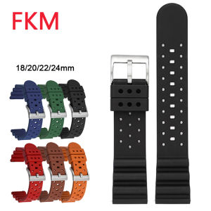 Fluoro Rubber Strap 18/20/22/24mm Breathable Holes Sport Waterproof Quick Release Men Women FKM Replace Watch Band Bracelet2026
