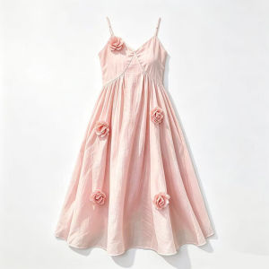 Elegant Children Sleeveless Spaghetti Strap Dresses for Girl Summer Vacation Clothing Beach Dress Kids Flower Slip Dress Pajamas