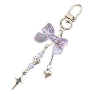 Cute Star Heart Bows Keychain Aesthetic Keychain Accessories Car Key Rings Purse Handbag Backpack Bag Charms for Womens