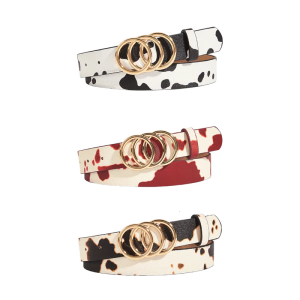 Unique Waist Chain Golden Buckle Cow Print Chain Cowgirl Belt for Women Proms Club Party for Jeans Dresses