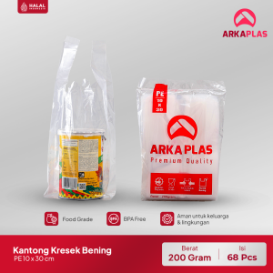 ARKAPLAS Plastik Kantong kresek PE bening Ukuran Lengkap 10 15 20 24 26 28 30 35 40