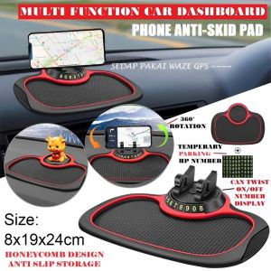 Car Phone Holder Dashboard Anti Slip Mat Sticky Mat Pad Mobile Stand 360 Rotating Car Interior Organizer Storage Organiser Car Dash Mat Parking Number Display Car Interior Accessories Axia Myvi Saga Persona bezza iriz aruz viva alza wira X50 X70 Ativa