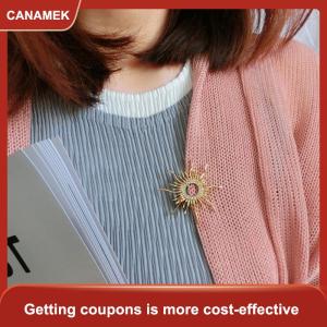 【CANAMEK 】 Enamel Sun Brooch Pin Women Rhinestone Crystal Scarf Coat Brooch Weeding Jewelry