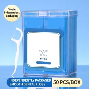 50pcs Independent Packaging Oral Cleaning Dental Floss Sticks Portable Cleaning Dental Floss Disposable Dentist Clean Tool