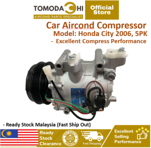 TOMODACHI Car Aircond Parts Compressor Honda City 2003 2006 2009 | Kompressor Aircon Kereta | Heavy Duty & Excellent Cooling Performance I