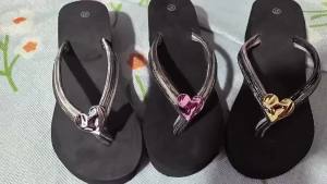 [Free Shipping] Plus Size 2026 Summer Womens Flip-Flop Sandals for Beach Vacation Thick-Soled Heart-Shaped Casual Rhinestone Sandals