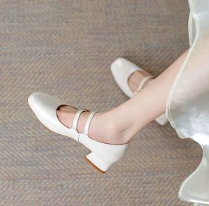 Free Shipping WomenS Square-Toe Patent Leather Flat Shoes 2026 Spring New Collection Retro Style With A Single Strap And Low Heel Shallow Toe Design