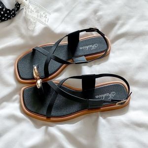 [Free Shipping] Roman-Style Flip-Flops With Toe Rings WomenS Summer Outdoor Sandals Perfect For Pairing With Dresses Featuring A Non-Slip Soft Sole Ideal For Vacations And Beach Wear