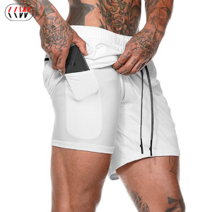 CCW Workout Running Shorts 2 In 1 Double-deck Quick Dry Sport Shorts Fitness Jogging Workout Shorts Men Sports Short Pants With Built-in Pocket Training Shorts