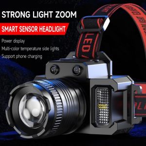 Headlight Flashlight Emergency Lighting Head Lamp Outdoor Waterproof Fishing Camping USB Rechargeable Induction Lamp