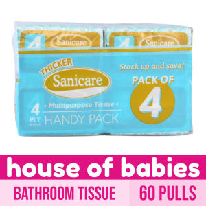 Sanicare Multipurpose Tissue Handy Pack 60-Pulls 4-Ply (Pack of 4)