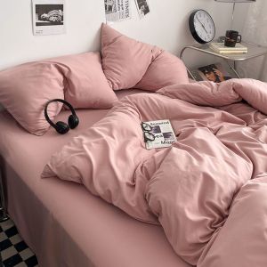 [ Solid Color Series ] Simple Home Single Duvet Cover 4 Three-piece bedding set for students including bed sheet and duvet cover LZD