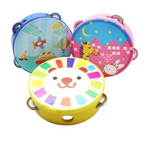 Amazthing 15cm Wooden Cartoon Tambourine or Rebana Percussion Instrument Musical Toy