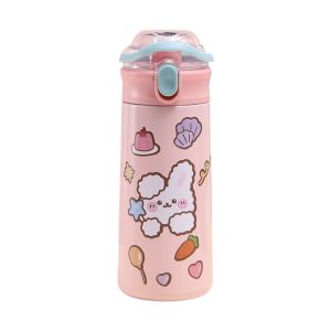 Bình đựng nước giữ nhiệt học sinh Inox 304 Cao Cấp dung tích 550ml Nắp Bật Chống Rò Rỉ Có Ống Hút - TẶNG STICKER 2D và 3D