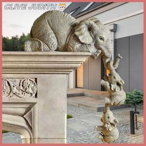 CISWGE Nhựa trang trí thủ công 3-mảnh thực tế Voi Mẹ treo 2-em bé figur