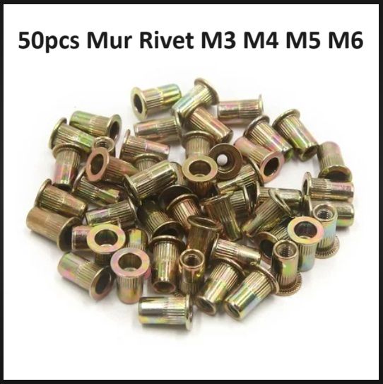 50pcs Mur Rivet Nut Rivnut tanam M3 M4 M5 M6 3mm 4mm 5mm 6mm