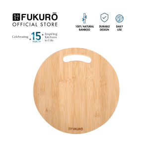 Fukuro Chef Series Natural Bamboo Chopping Board Round (28cm x 28cm x 1cm) / Cutting Board Papan Pemotong