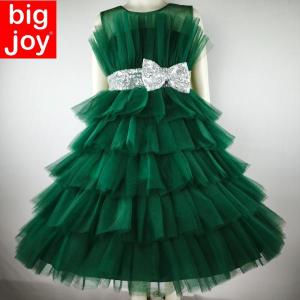 Big Joy Girls Formal Gown with Layered Skirt with Bow. Green For Ages 3 to 10 Yrs Old 564253