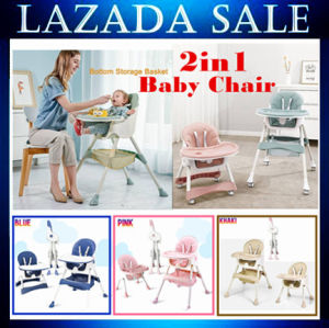 (Ship out Selangor) 2IN1 Multi-functional Baby Children Safety Dining Adjustable High Chair with Double Plate Removable