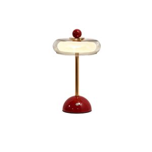 FFBH Elegant Multi-Color Desk Lamp Vintage Touch Dimming Bedside Lamp Glass Flying Saucer Night Light Living Room X2Z8B