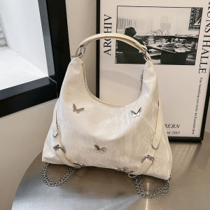 SEA YADOU  กระเป๋าโท้ทสำหรับสุภาพสตรีกระเป๋าโท้ทแฟชั่นความจุขนาดใหญ่กระเป๋าสะพายไหล่อเนกประสงค์ตกแต่งผีเสื้อ