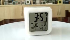 Multi-Function LED Digital Alarm Clock Cube – 7 Color Changing Glow-In-The-Dark Display With Time Date Week & Temperature