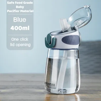 400Ml Water Bottle with Straw Drinking Bottle for Toddlers with Handle Wide Mouth Leak-Proof Cute Straw Bottle