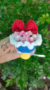 Móc khóa bó hoa bạch tuyết bó hoa len mini | Froid handmade