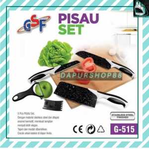 PISAU TAJAM GRANITE HITAM 5 IN 1 GSF G-515 / PISAU SET BATU MAIFAN 5 PCS GSF G-515 / GSF G 515 / GSF 515