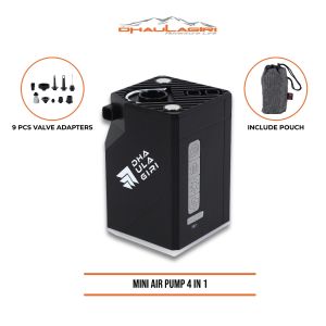 Dhaulagiri - Pompa Angin Elektrik - Mini Air Pump 4 in 1 - Pompa Angin Multifungsi dilengkapi dengan Lampu Kipas dan Vacum
