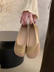 WomenS Loafers 2026 Summer New Genuine Soft Leather Flat Ballet Shoes Spring And Autumn Color-Block Design WomenS Single Shoes