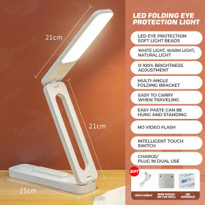 MKEPS LED Double Head Table Lamp Rechargeable Desk Lamp For Study Foldable Reading Light Dimmable Light