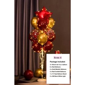 🇸🇬🔥SG STOCK🔥150cm Balloon Stand with balloons and fairty lights Luminous Floating Column Balloon Birthday Decoration Scene Layout Shop Opening Wedding Party Road Lead Bracket